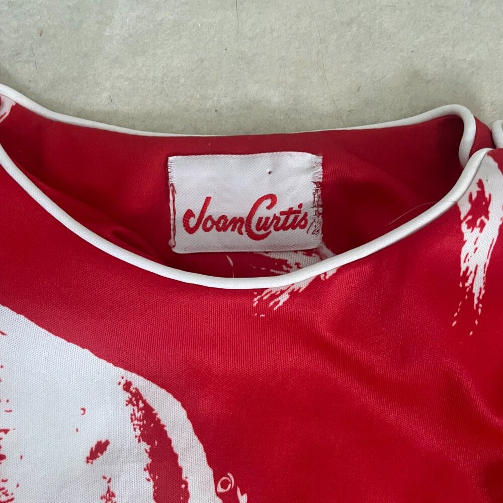 Vintage Joan Curtis red dress w/fish print, size 10 - Picture 7 of 9